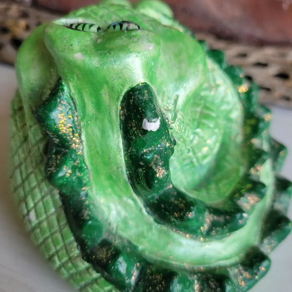 Unique Glitter Alligator Vintage Chalkware Figurine
